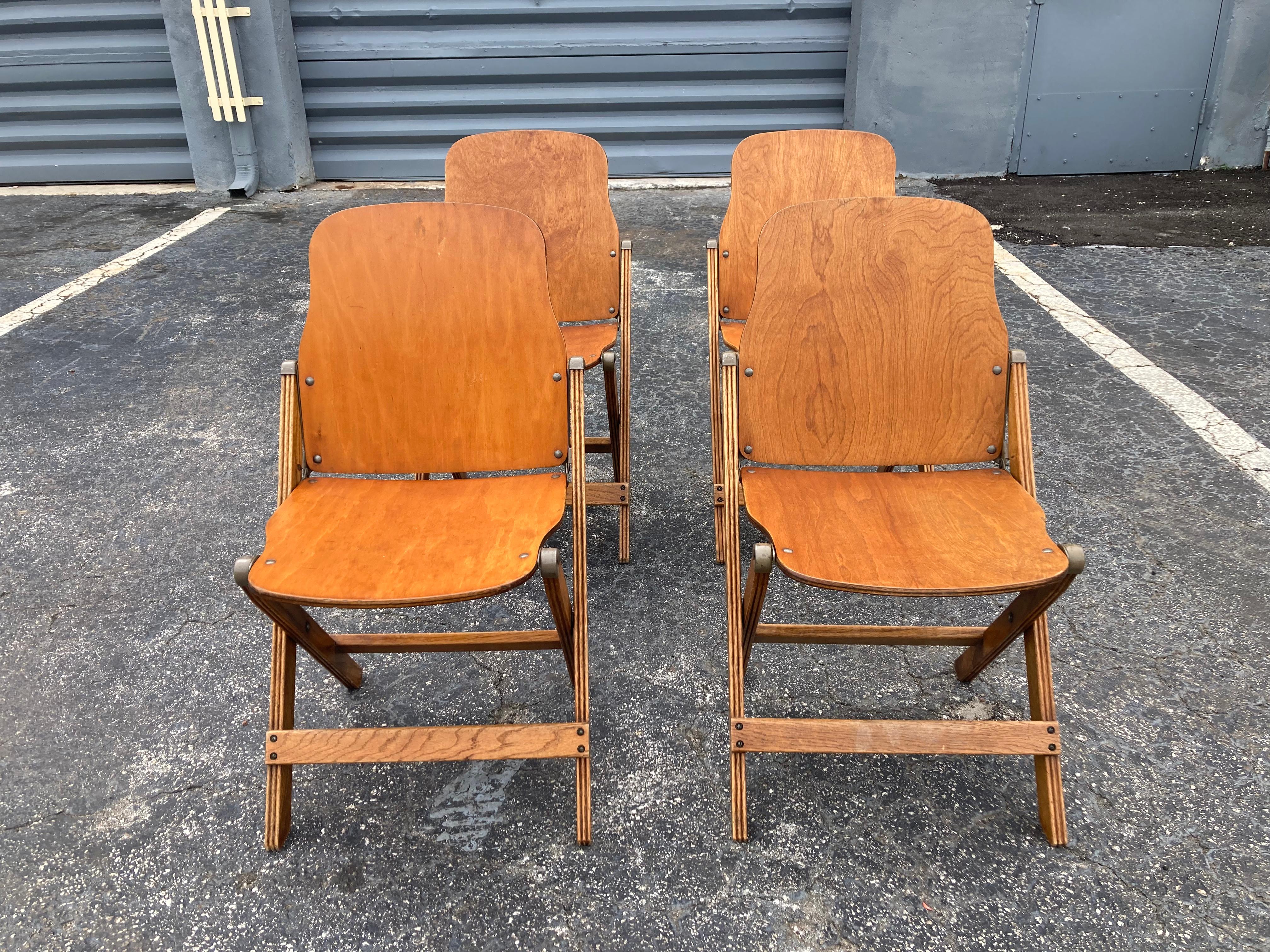 Set of Four Great Vintage Wood Folding Chairs 1
