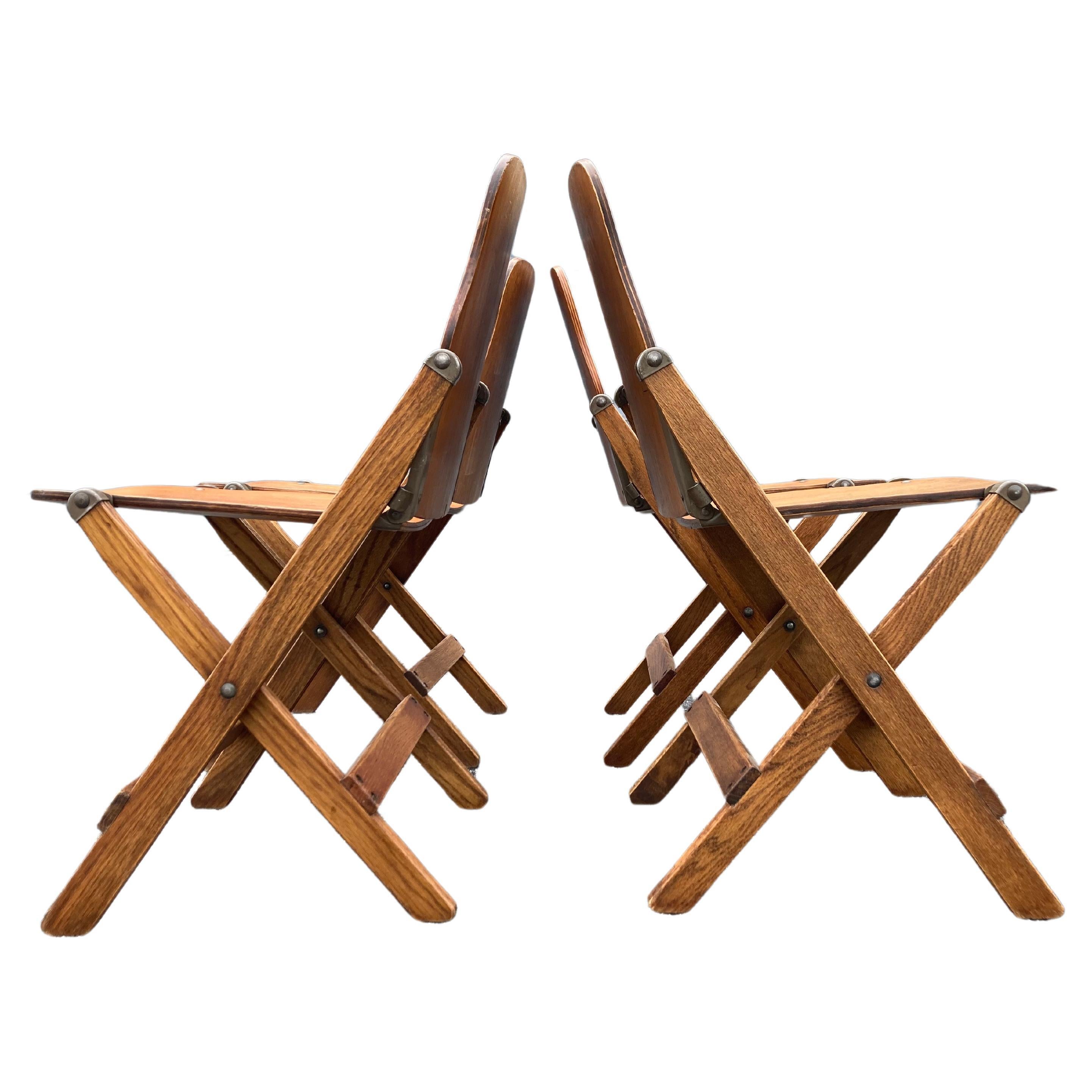 Set of Four Great Vintage Wood Folding Chairs