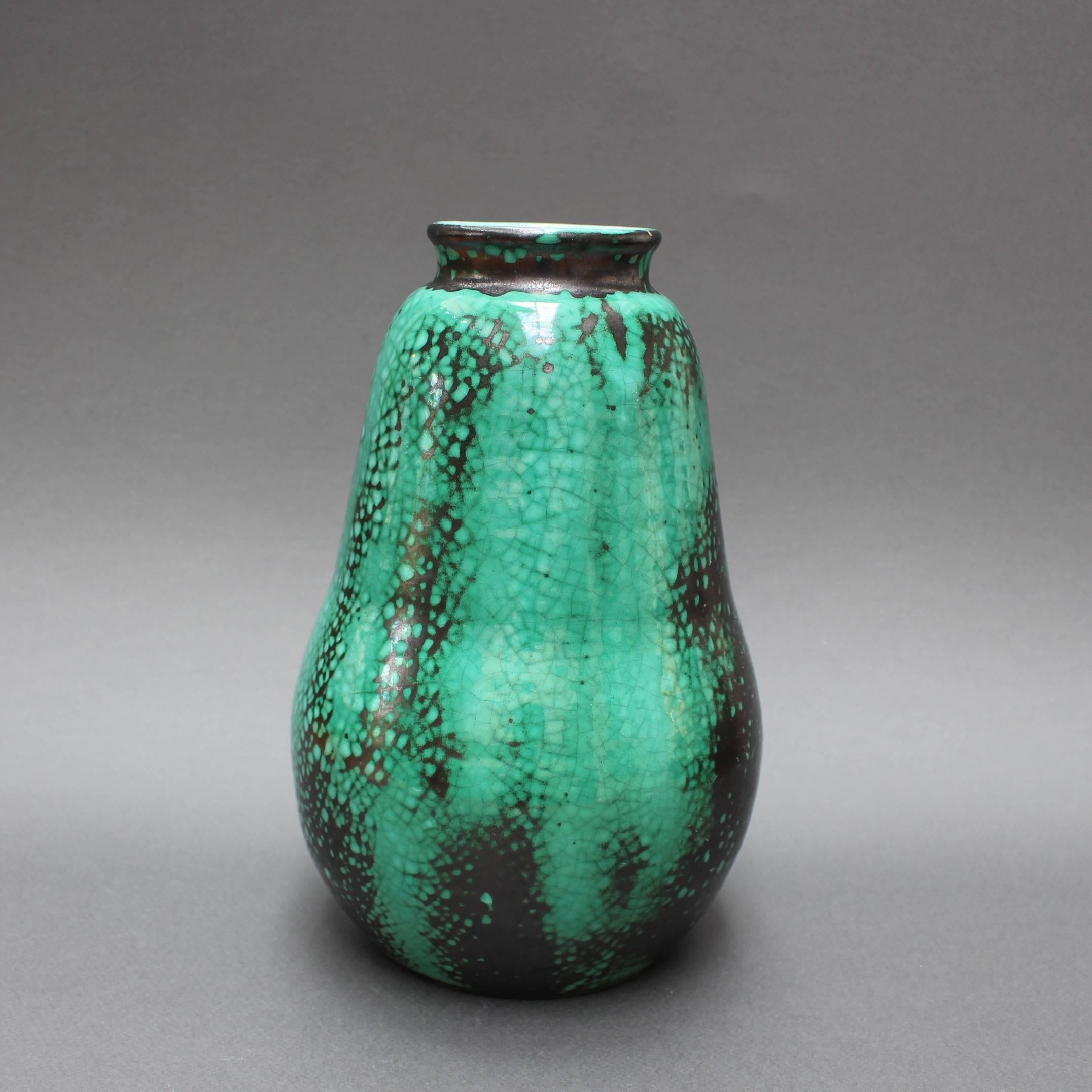 Set of Four Green Ceramic Vases by Primavera, circa 1930s 5