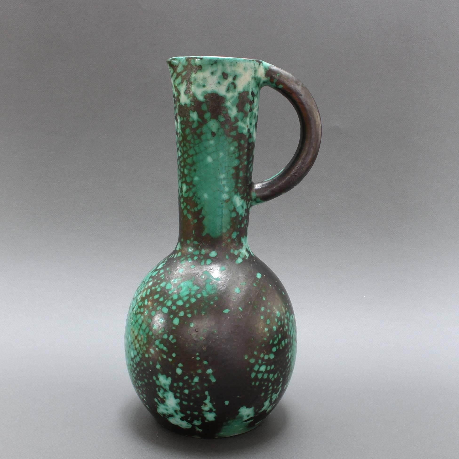 French Set of Four Green Ceramic Vases by Primavera, circa 1930s