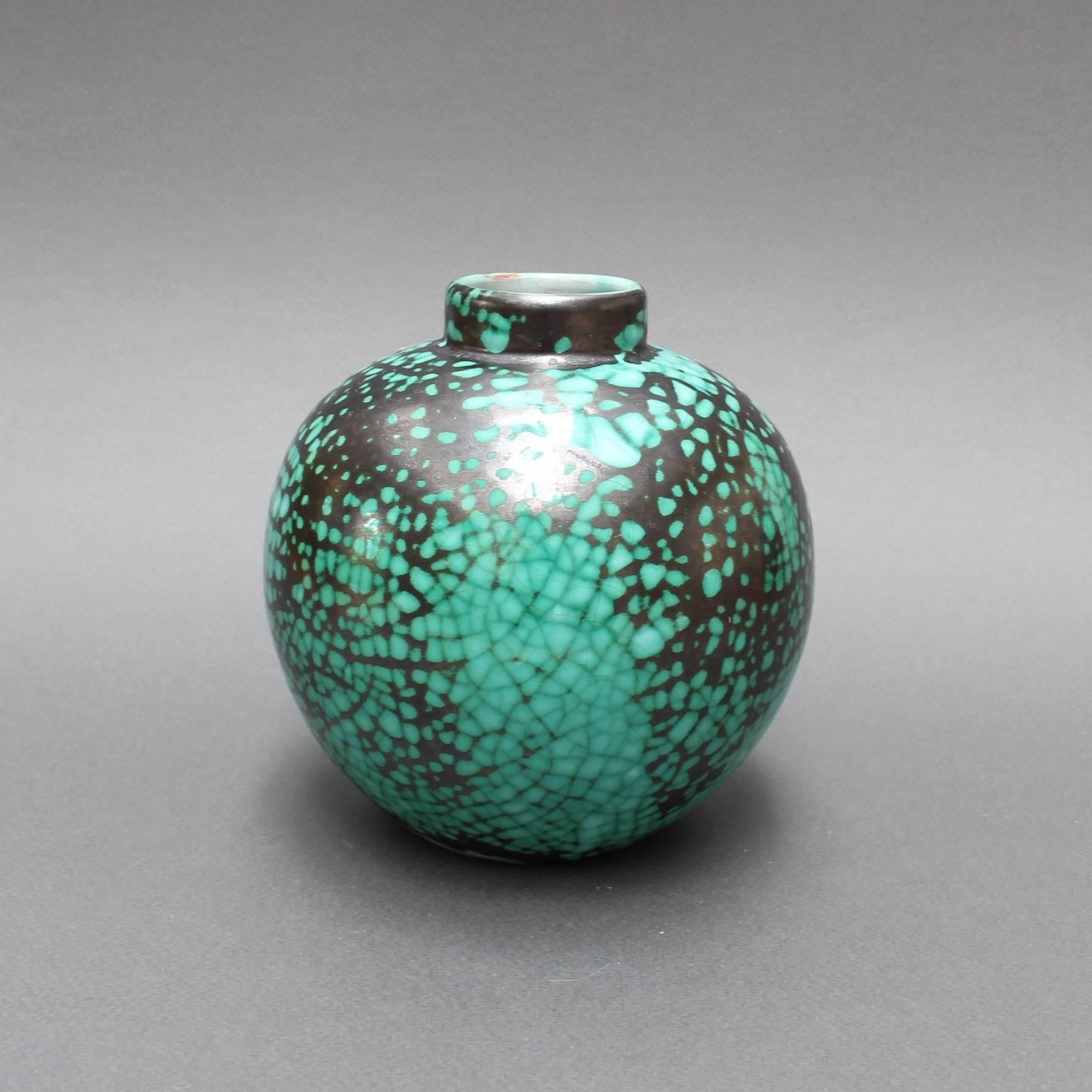 Set of Four Green Ceramic Vases by Primavera, circa 1930s 2