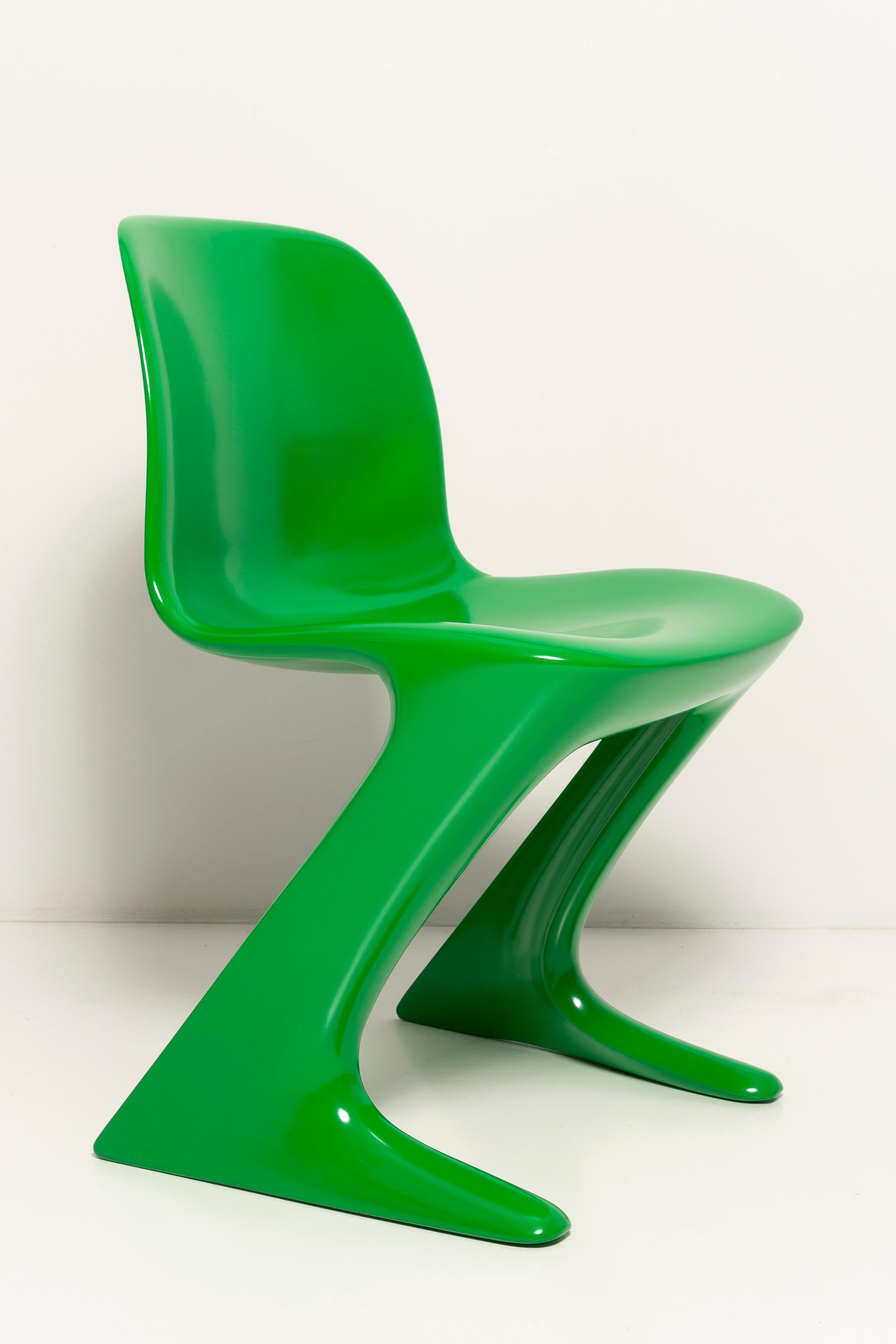 Mid-Century Modern Set of Four Green Kangaroo Chairs Designed by Ernst Moeckl, Germany, 1960s For Sale