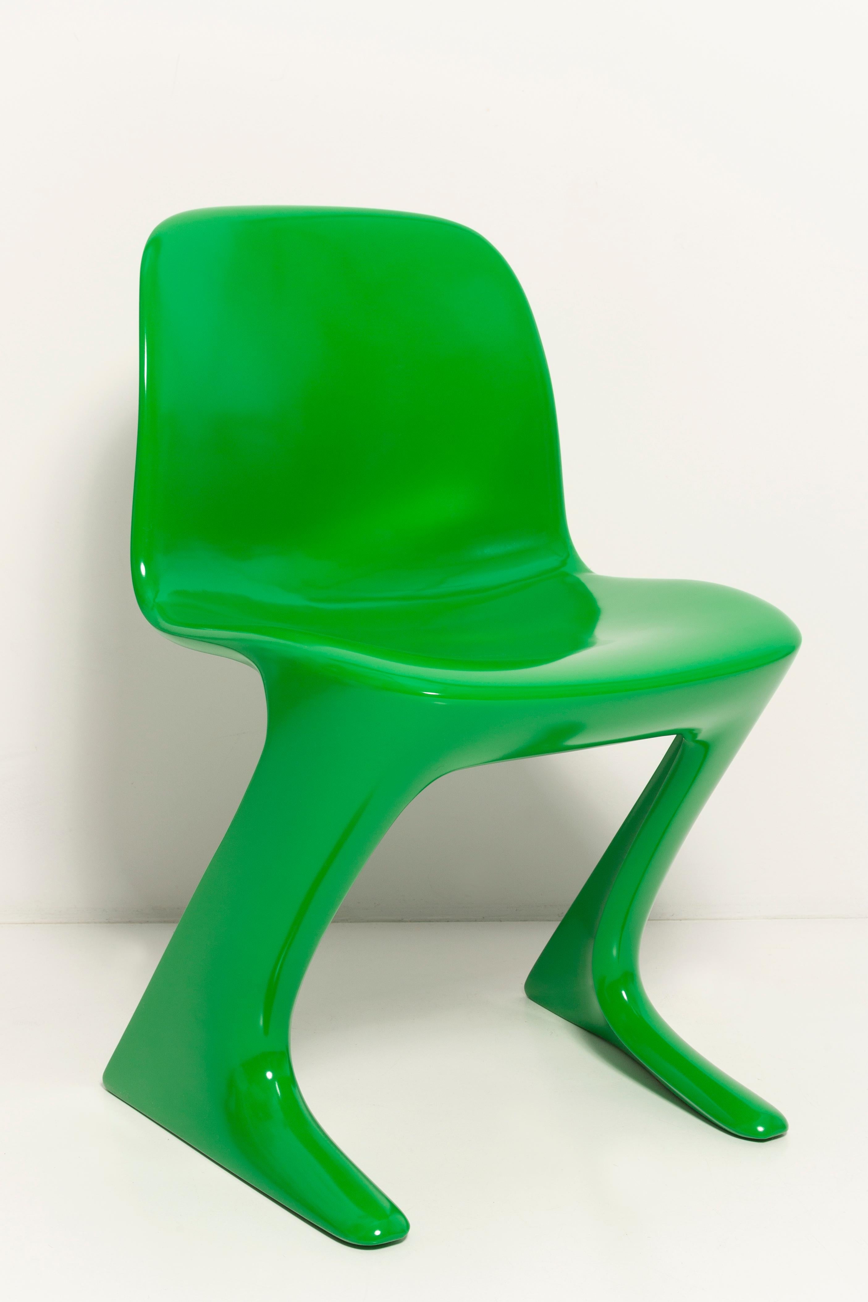 Lacquered Set of Four Green Kangaroo Chairs Designed by Ernst Moeckl, Germany, 1960s For Sale
