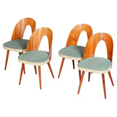 Set of Four Green Mid-Century Dining Chairs, by Antonín Šuman