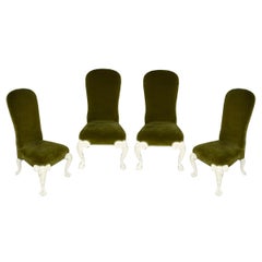 Set of Four Green Velvet Oscar de la Renta for Century Side Chairs