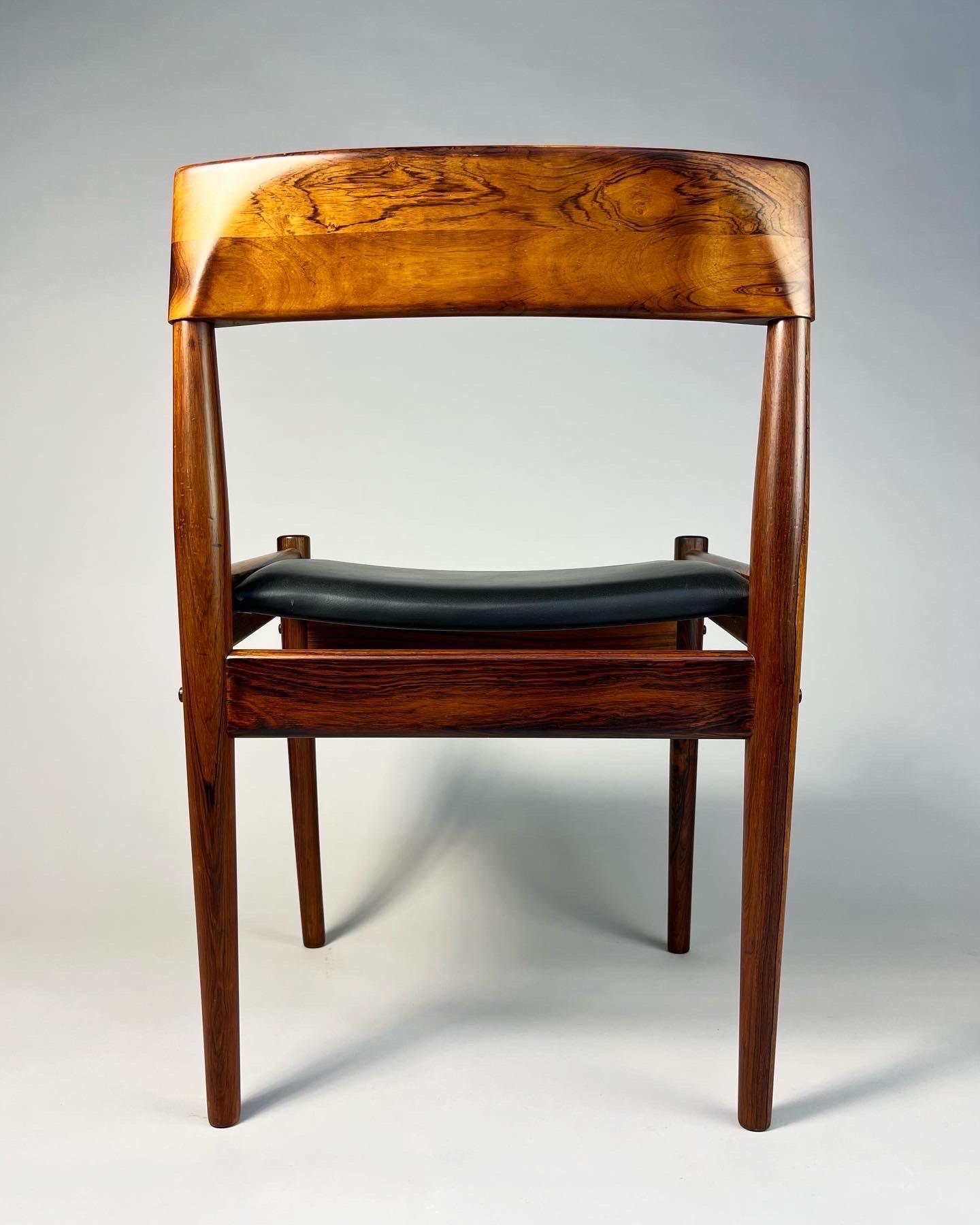 Leather Set of Four Grete Jalk Chairs Rosewood P Jeppesen PJ4-2, Denmark, 1960s