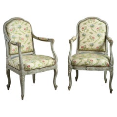 Set of Four Grey-Painted Fauteuils by Jean-Baptiste Gourdin