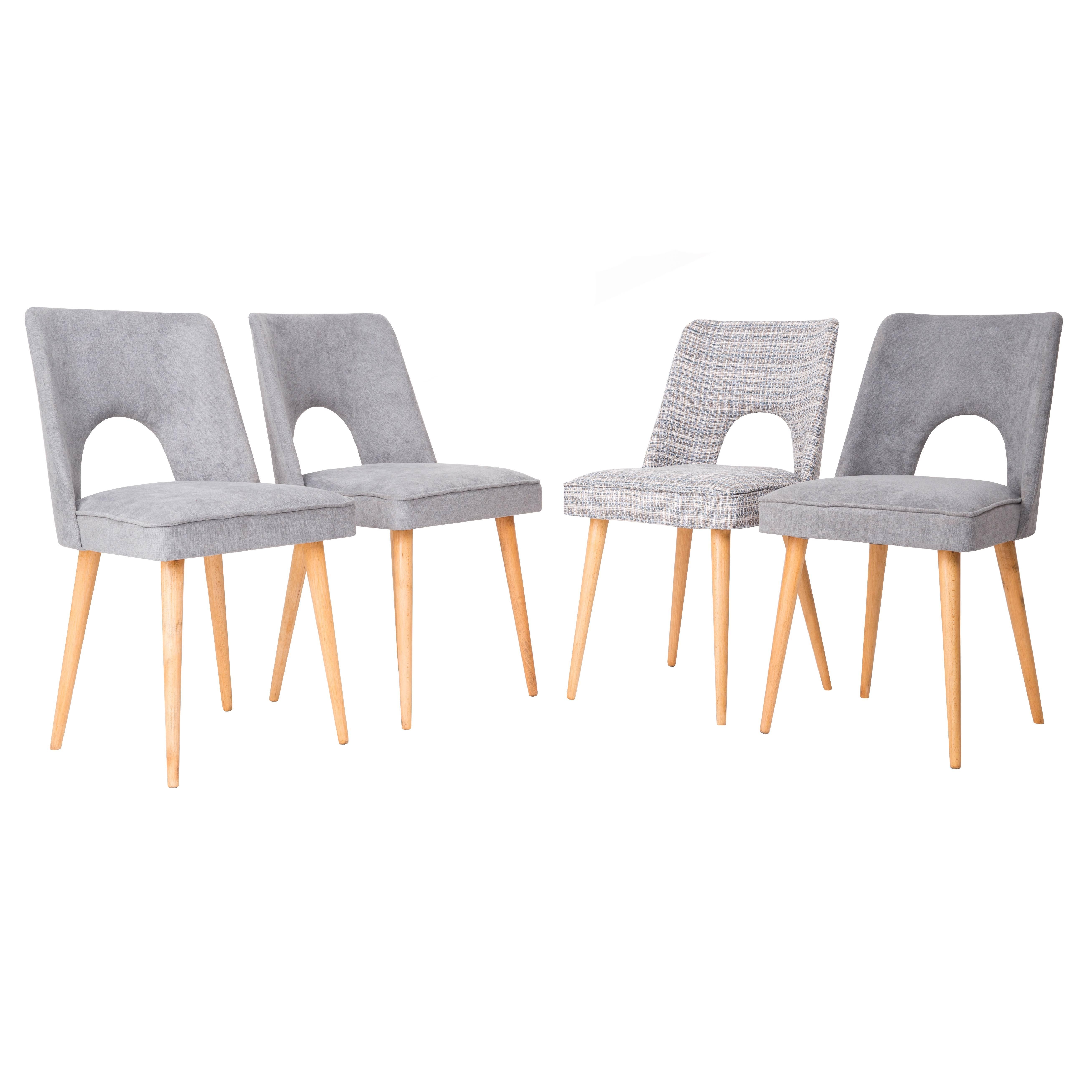 Set of Four Mid Century Grey "Shell" Chairs, Europe, 1960s. For Sale