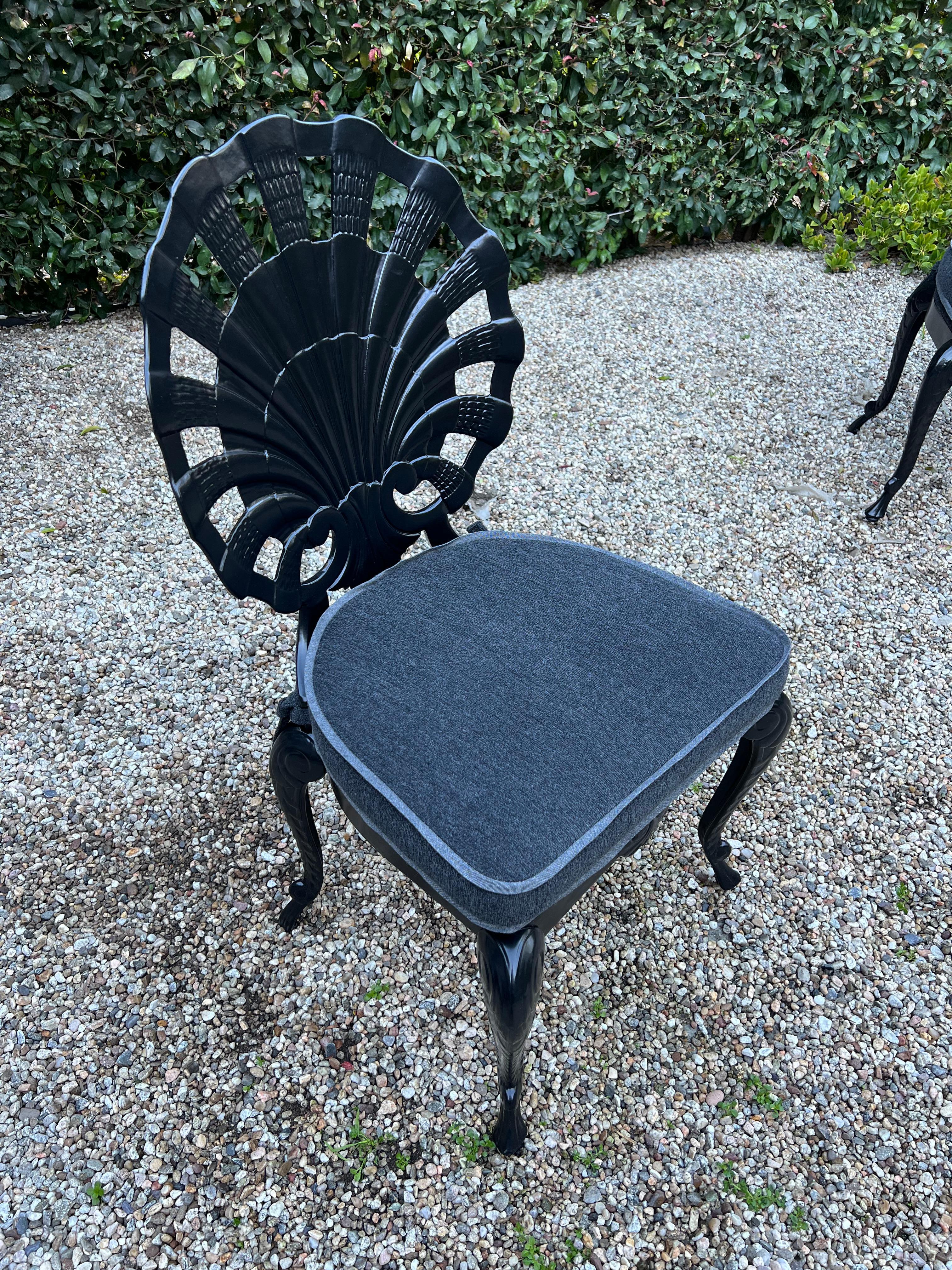 Set of Four Grotto Shell Chairs and Matching Table In Good Condition For Sale In Los Angeles, CA