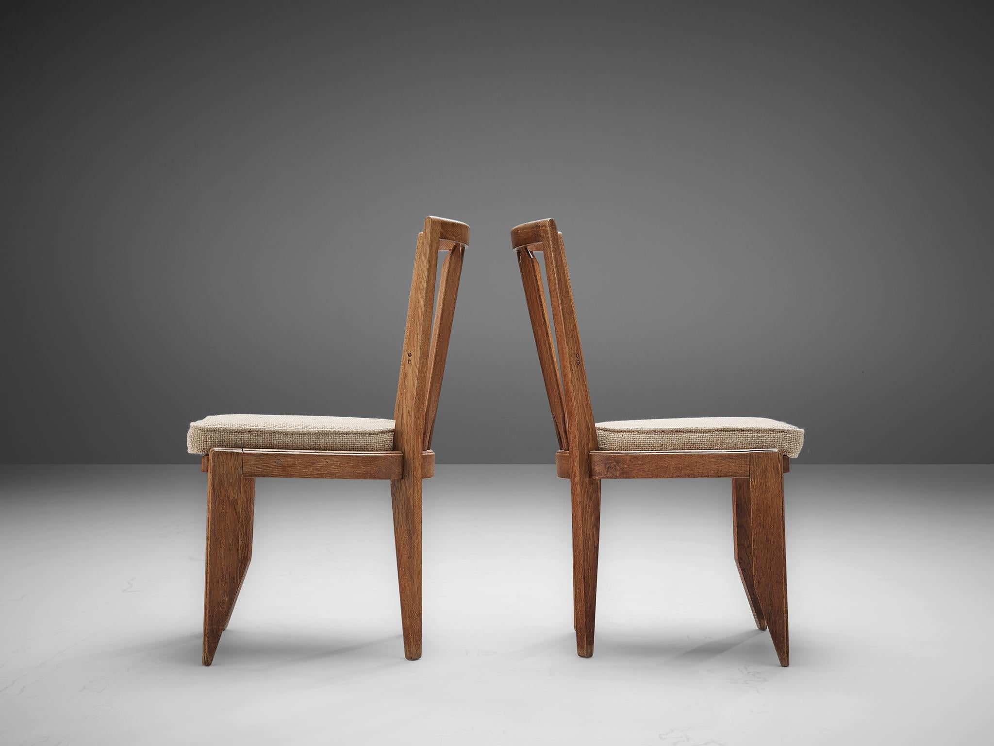 Set of Four Guillerme et Chambron Dining Chairs in Oak 1