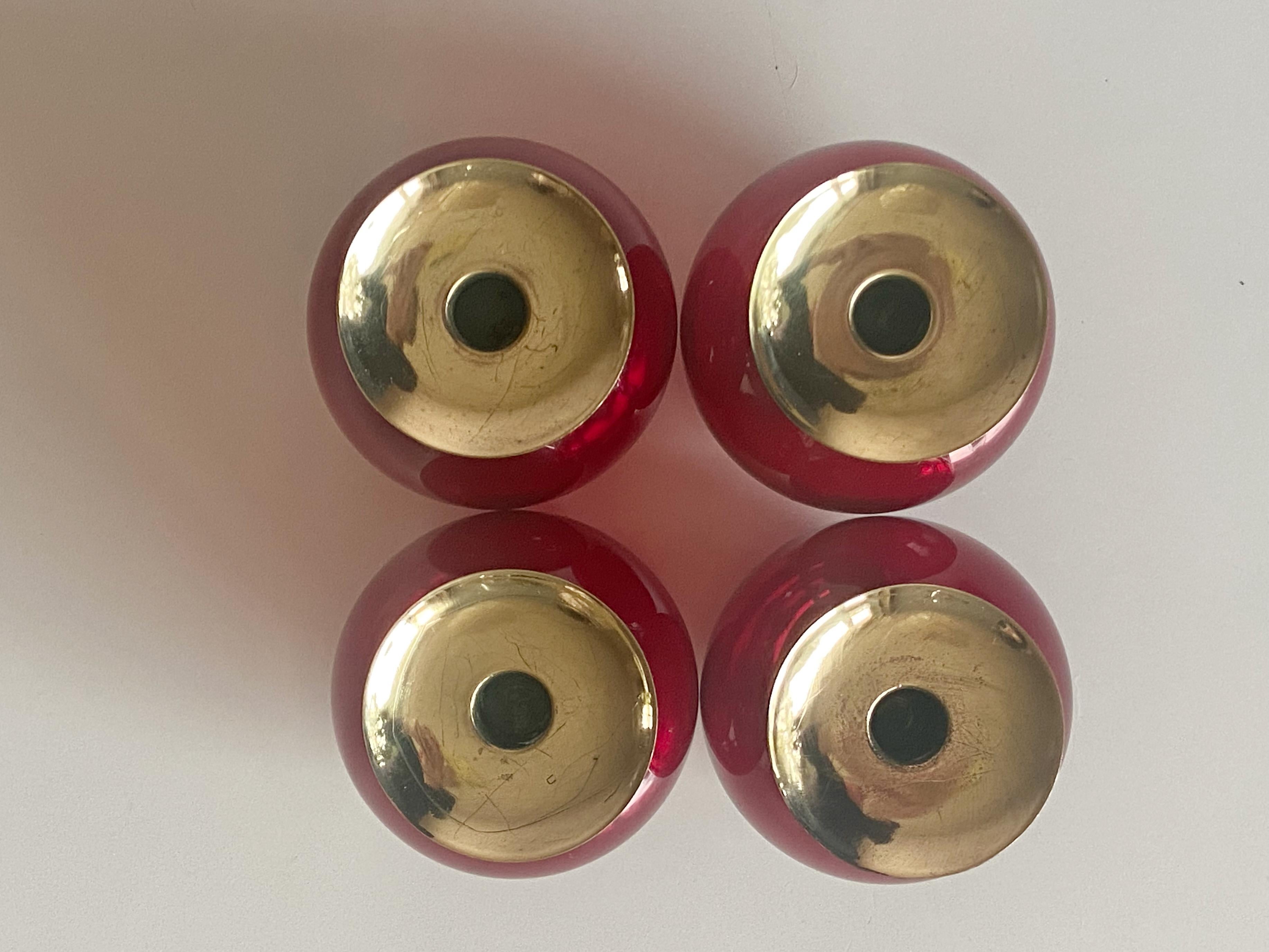 Set of Four Gunnar Ander Lindshammar Glass and Brass Candle Sticks, 1950s For Sale 2