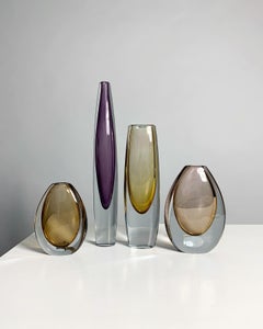 Set of Four Gunnar Nylund & Asta Strömberg Crystal Vases Strömbergshyttan Sweden