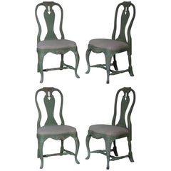 Set of Four Gustavian Style Painted Swedish Chairs