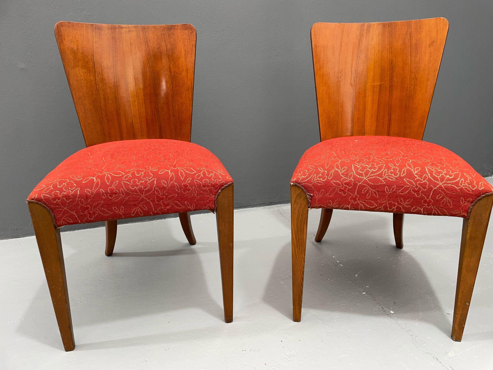 Set of Four H-214 Chairs by Jindřich Halabala, Walnut, 1950s For Sale 5