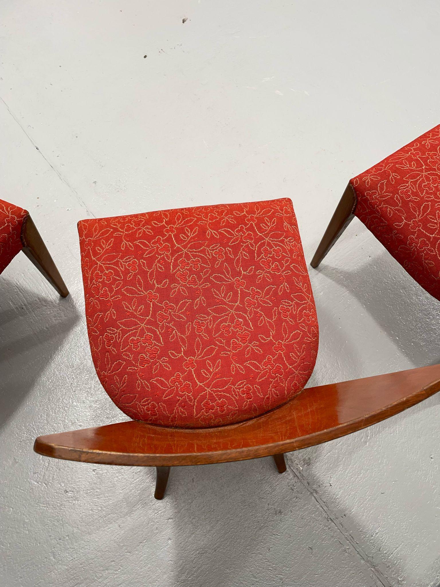Set of Four H-214 Chairs by Jindřich Halabala, Walnut, 1950s For Sale 11