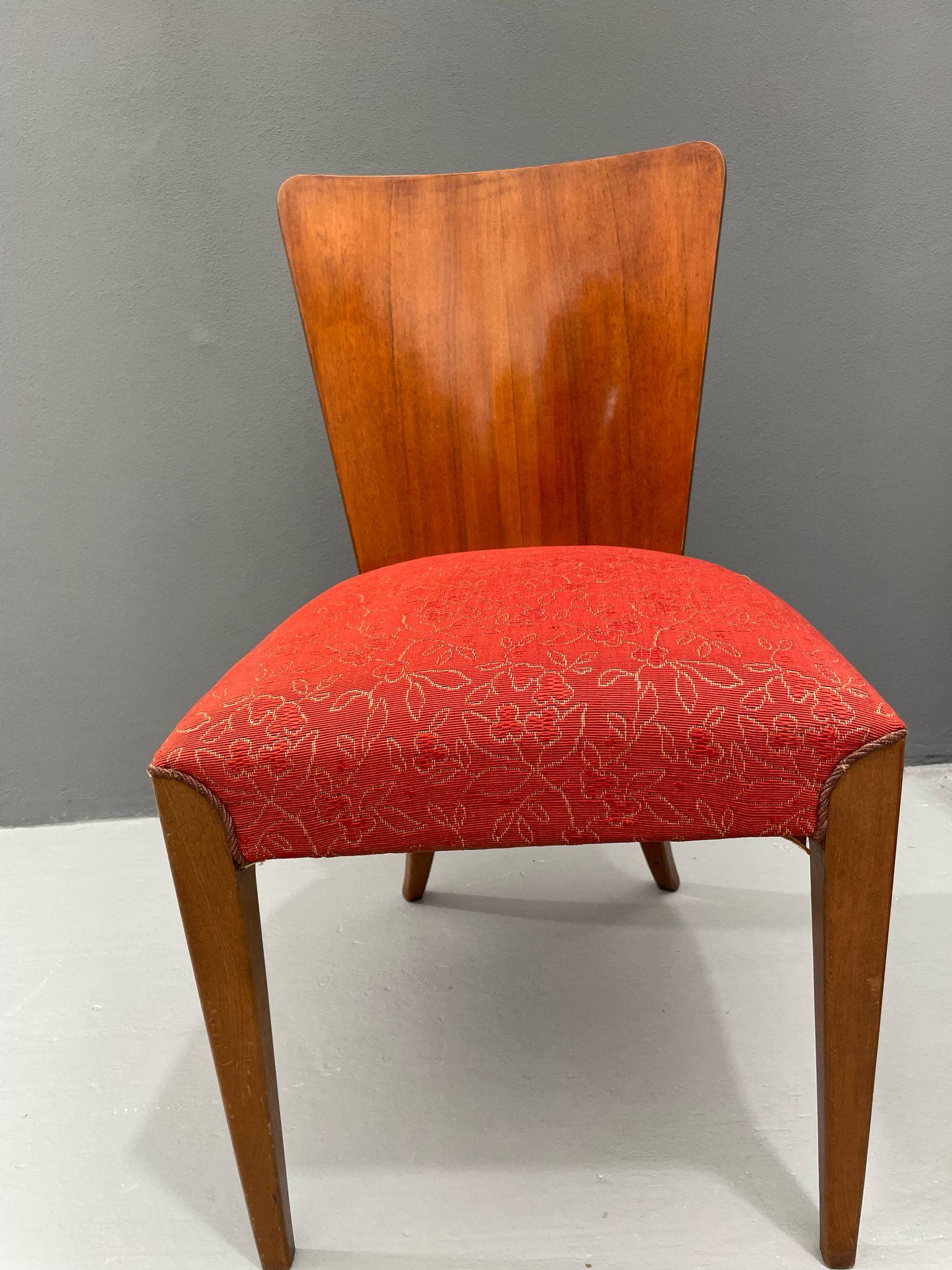Set of Four H-214 Chairs by Jindřich Halabala, Walnut, 1950s For Sale 12