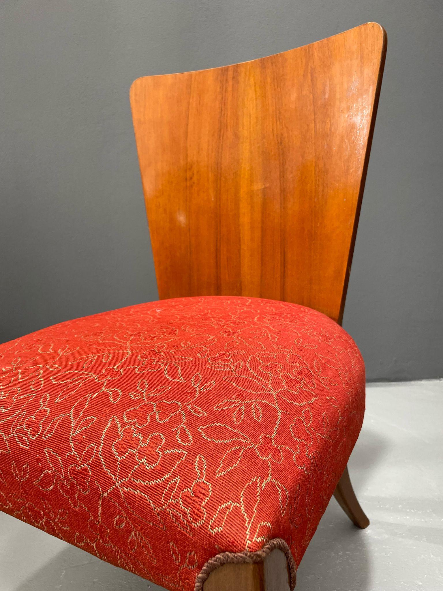 Set of Four H-214 Chairs by Jindřich Halabala, Walnut, 1950s For Sale 13