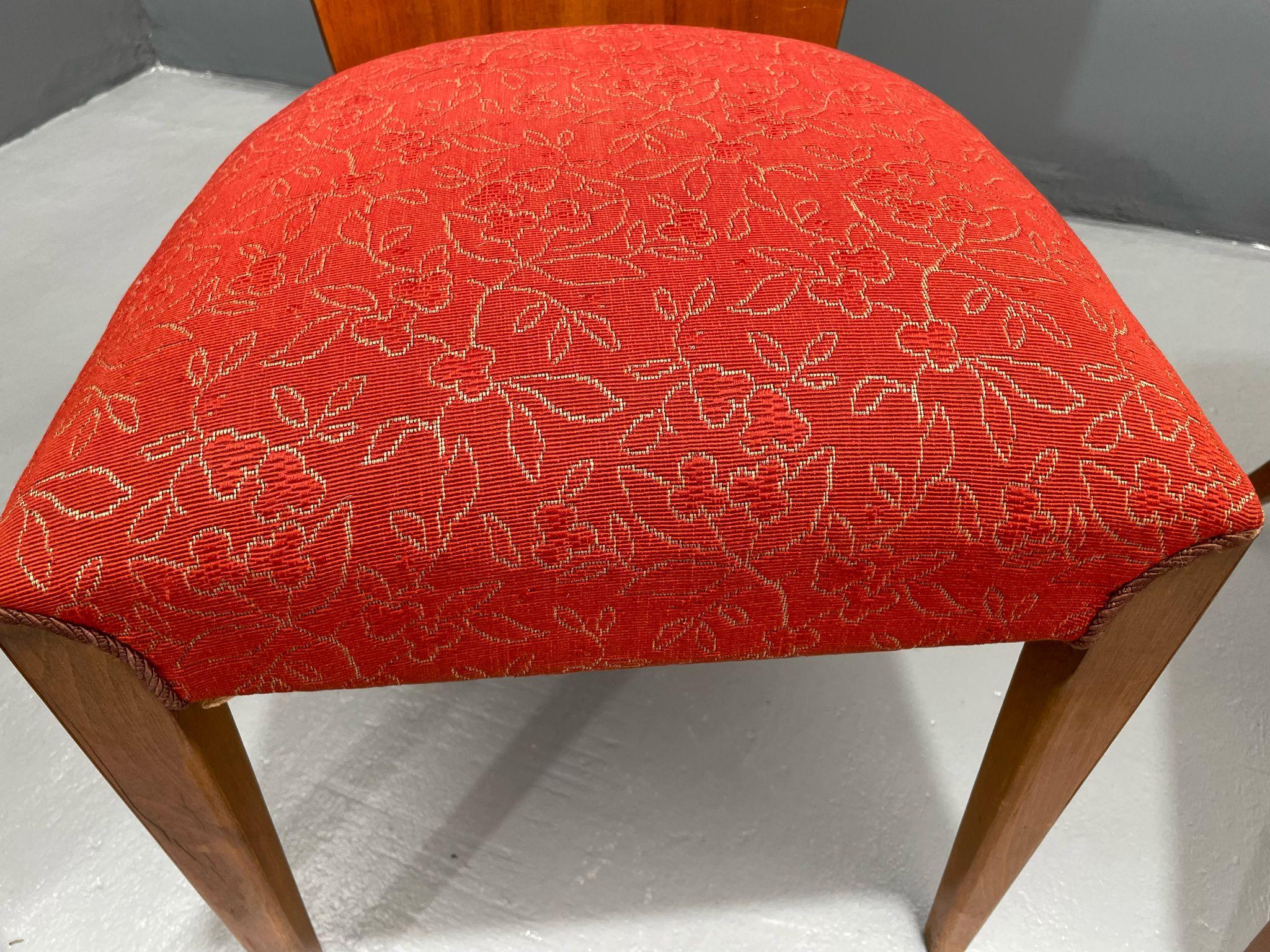 20th Century Set of Four H-214 Chairs by Jindřich Halabala, Walnut, 1950s For Sale