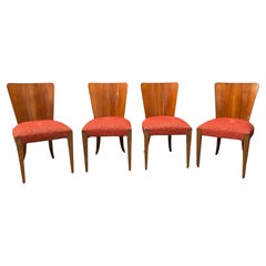 Set of Four H-214 Chairs by Jindřich Halabala, Walnut, 1950s