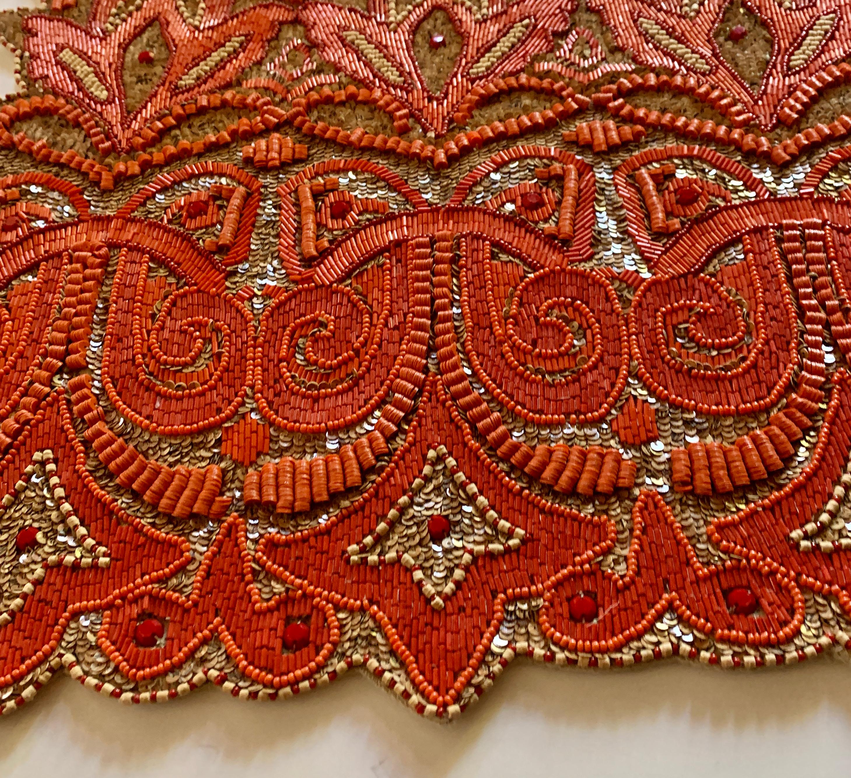 Indian Set of Four Hand Beaded Placemats by Amy Seybert
