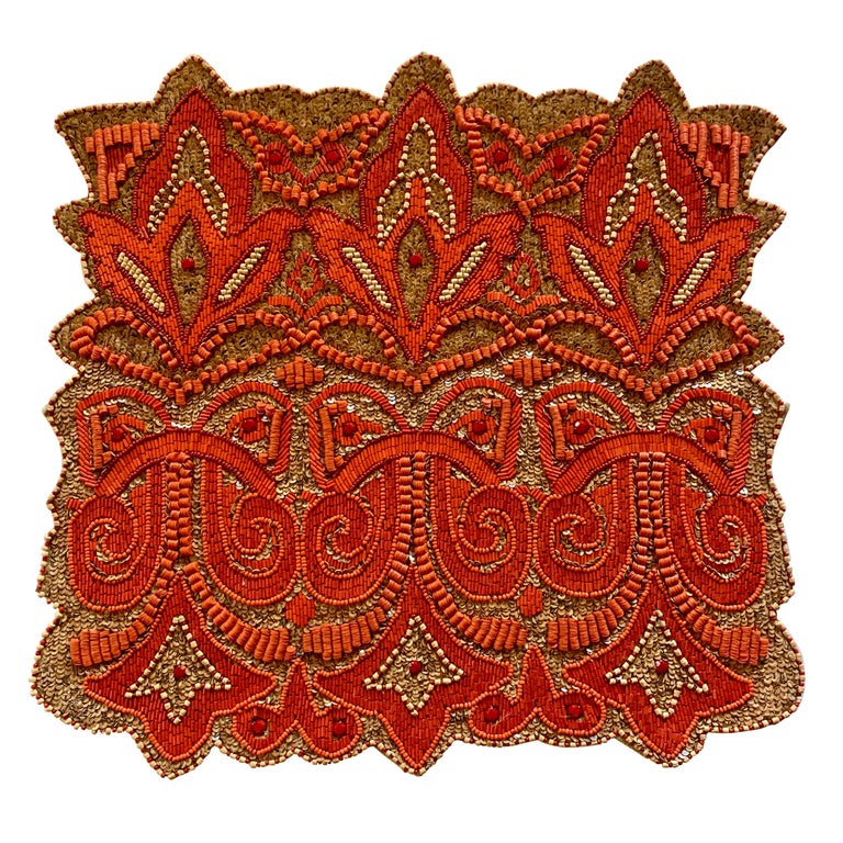Set of Four Hand Beaded Placemats by Amy Seybert For Sale at 1stDibs