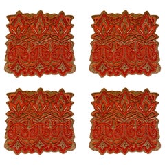 Set aus vier handgestickten Perlen-Tischmatten von Amy Seybert