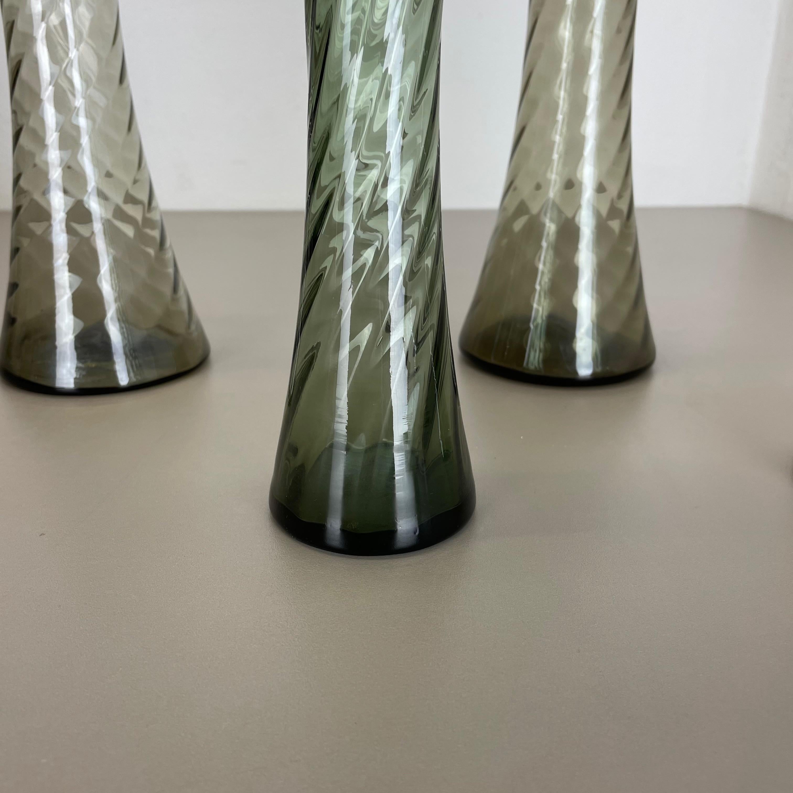 Set of Four Hand Blown Crystal Glass Vases Made by Alfred Taube, Germany, 1960s For Sale 8