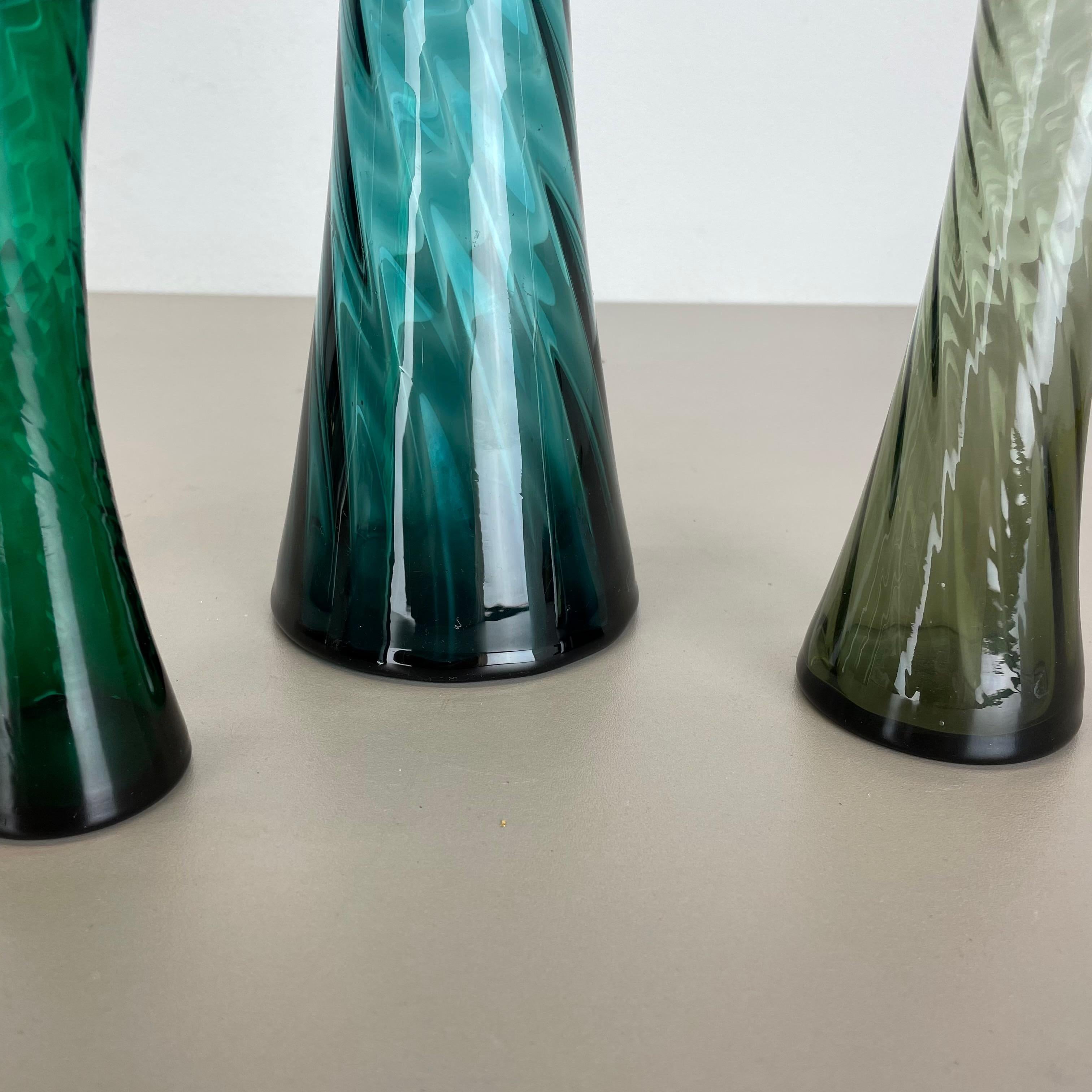 Set of Four Hand Blown Crystal Glass Vases Made by Alfred Taube, Germany, 1960s 8