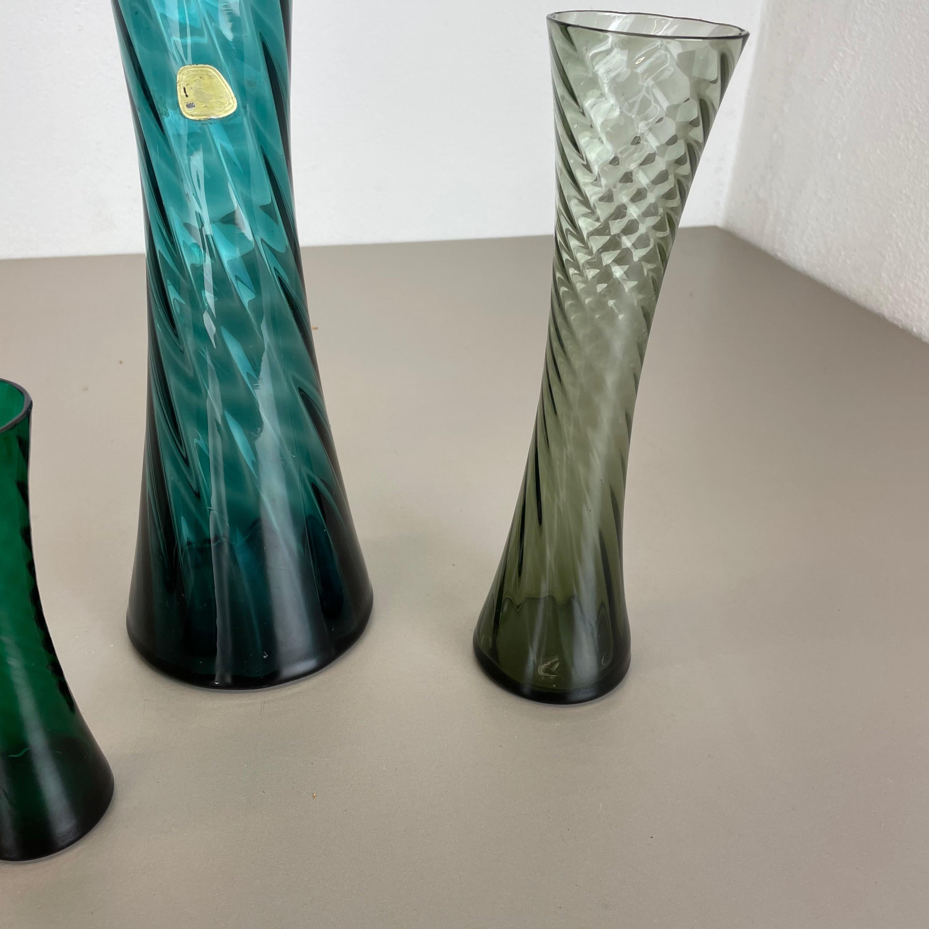 Set of Four Hand Blown Crystal Glass Vases Made by Alfred Taube, Germany, 1960s 9