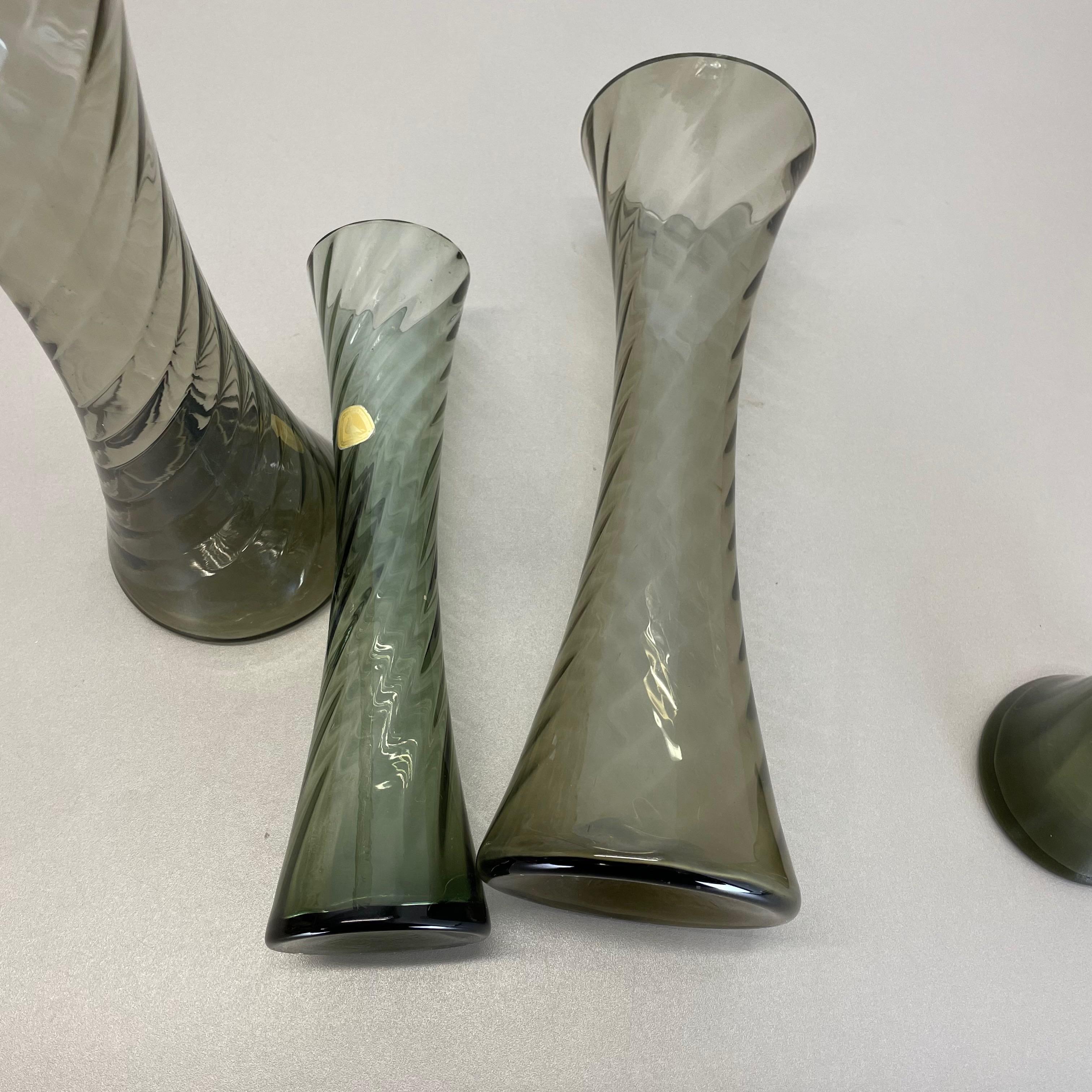 Set von vier mundgeblasenen Kristallglasvasen von Alfred Taube, Deutschland, 1960er Jahre im Angebot 12