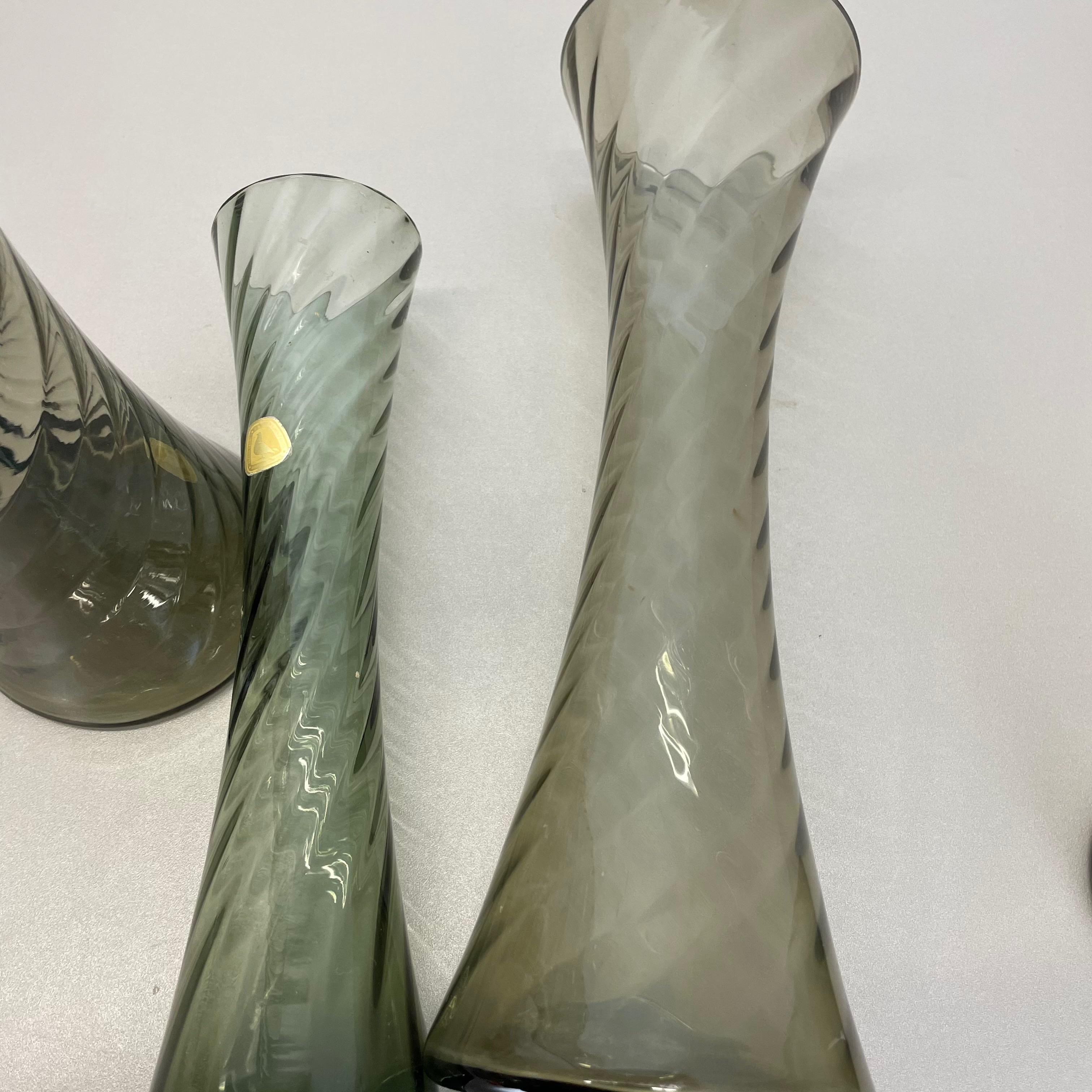 Set of Four Hand Blown Crystal Glass Vases Made by Alfred Taube, Germany, 1960s For Sale 12