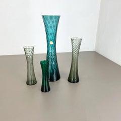 Set of Four Hand Blown Crystal Glass Vases Made by Alfred Taube, Germany, 1960s
