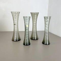 Set of Four Hand Blown Crystal Glass Vases Made by Alfred Taube, Germany, 1960s