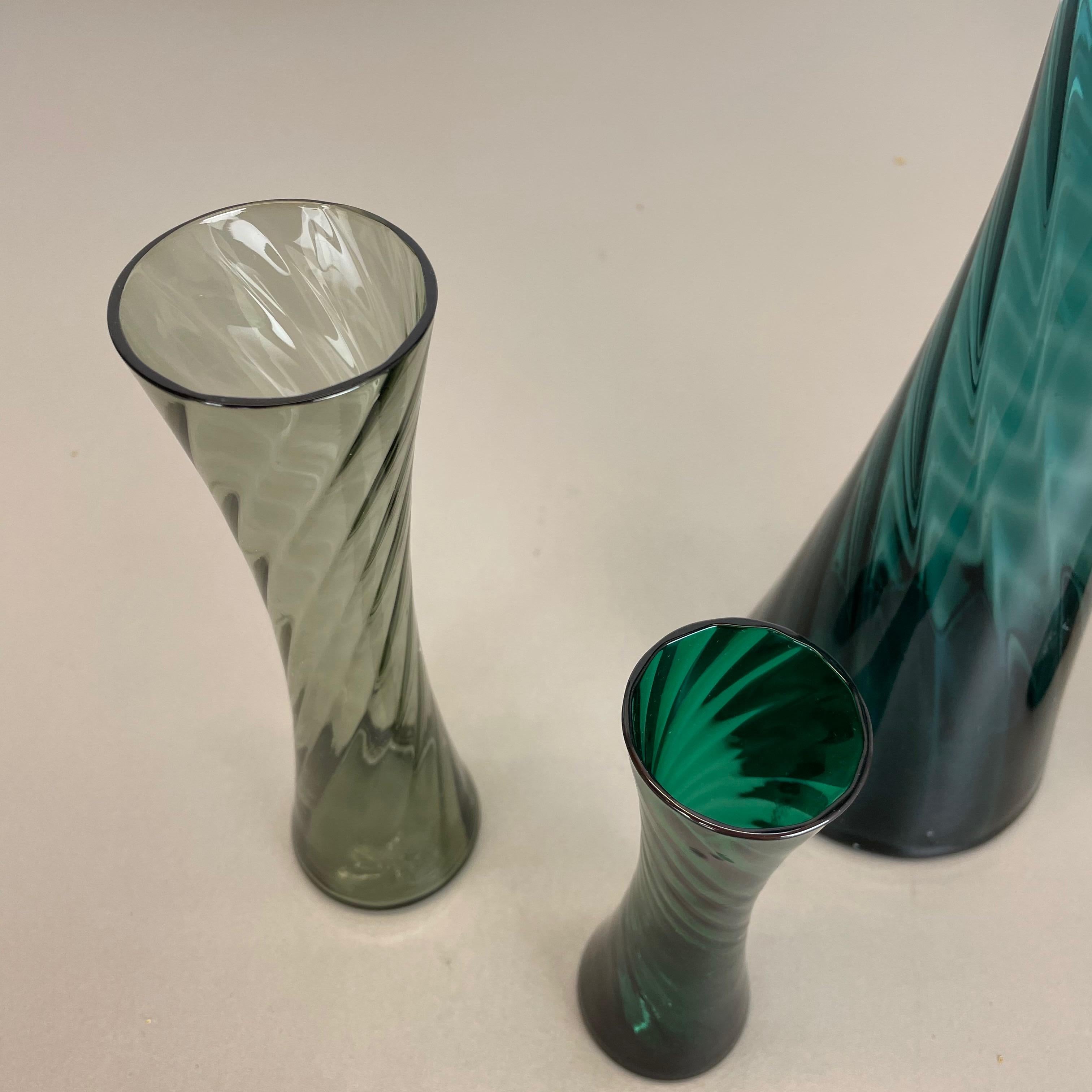 20th Century Set of Four Hand Blown Crystal Glass Vases Made by Alfred Taube, Germany, 1960s