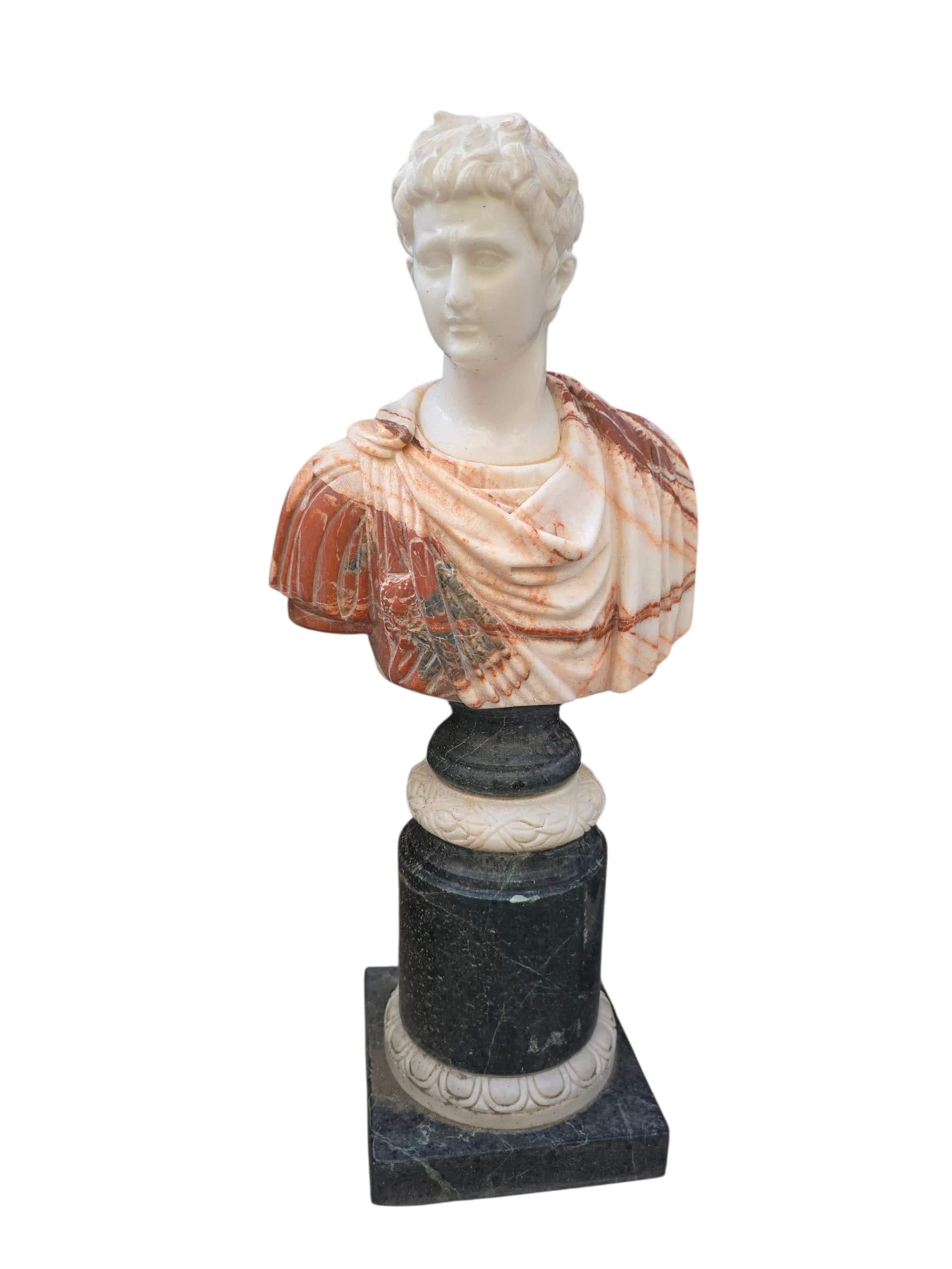 Set of Four Hand-Carved Italian Marble Busts of Roman Emperors For Sale 1
