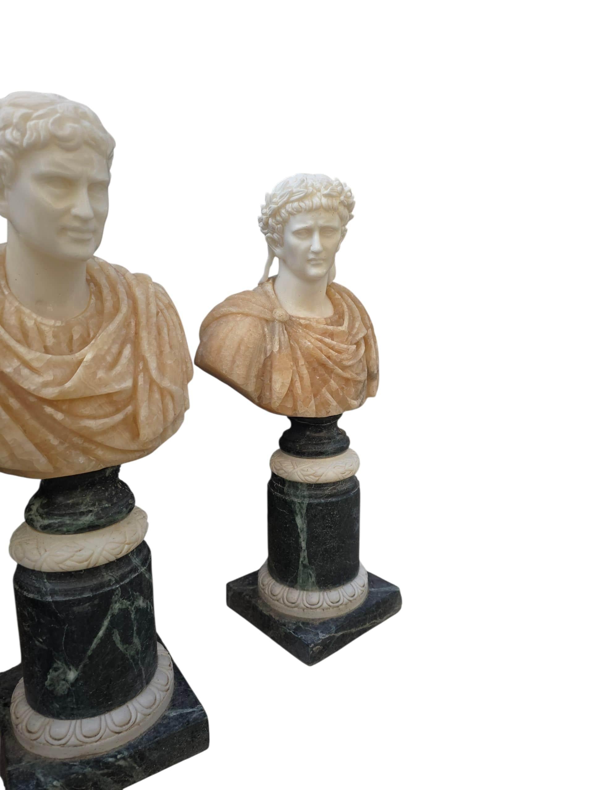Set of Four Hand-Carved Italian Marble Busts of Roman Emperors For Sale 3