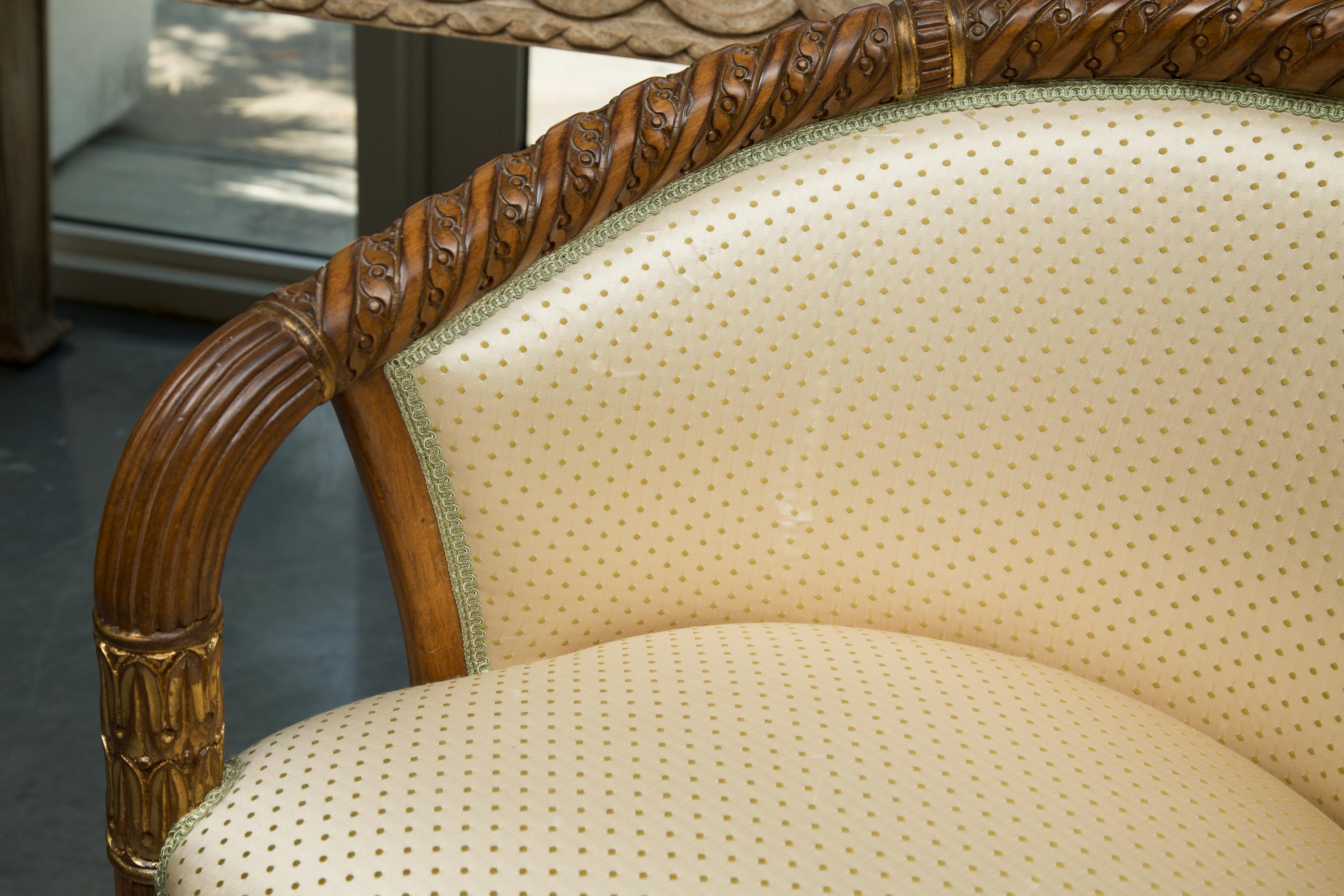 Set of Four Hand Carved Occasional Barrel Back Chairs In Good Condition In WEST PALM BEACH, FL