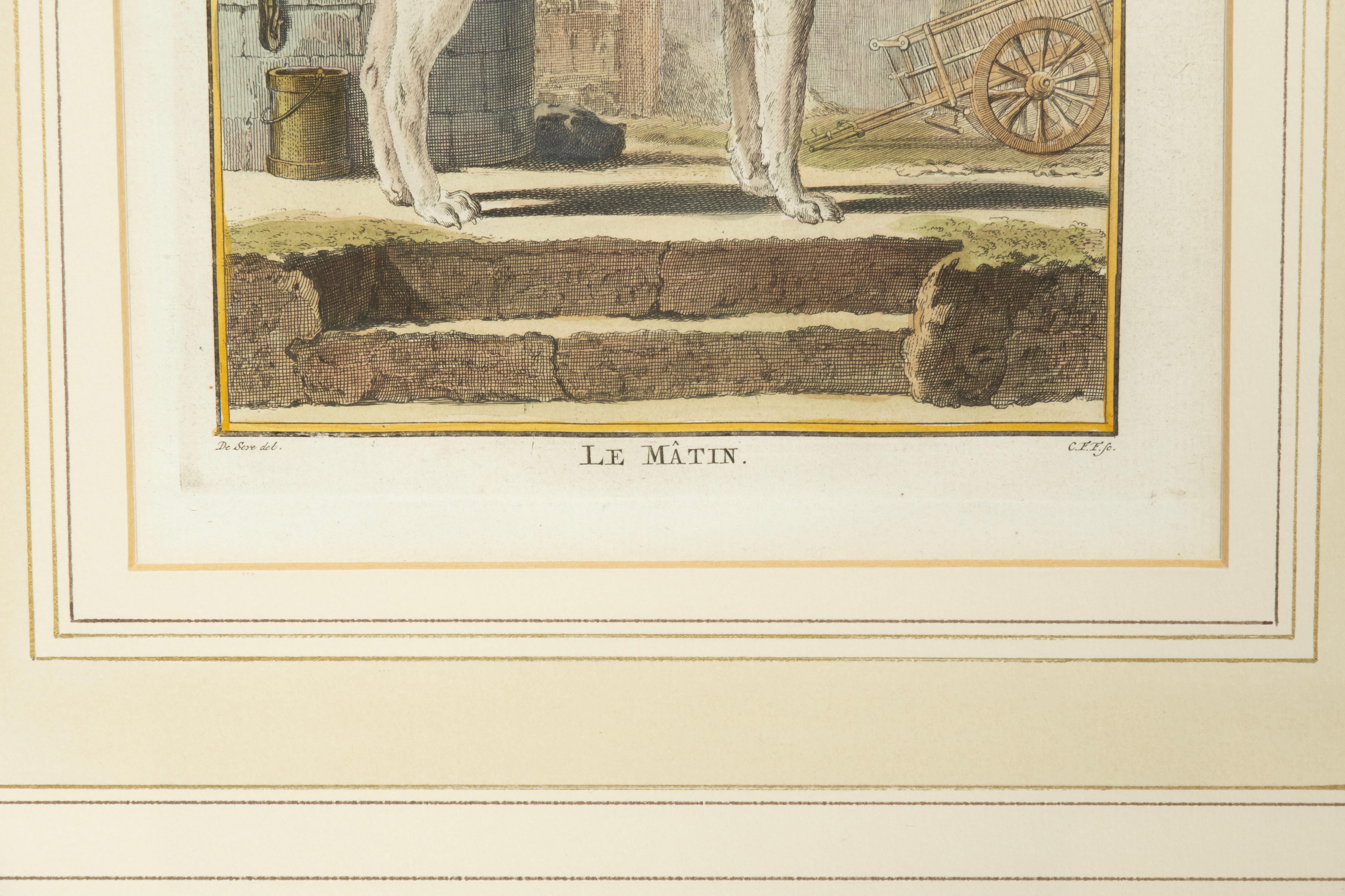 Set Of Four Hand Colored Engravings Of Dogs For Sale 1