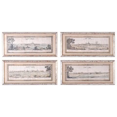 Set of Four Hand Colored Engravings of French Cities