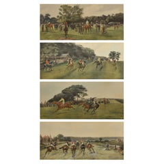 Set of Four Hand Painted Racing Lithographs