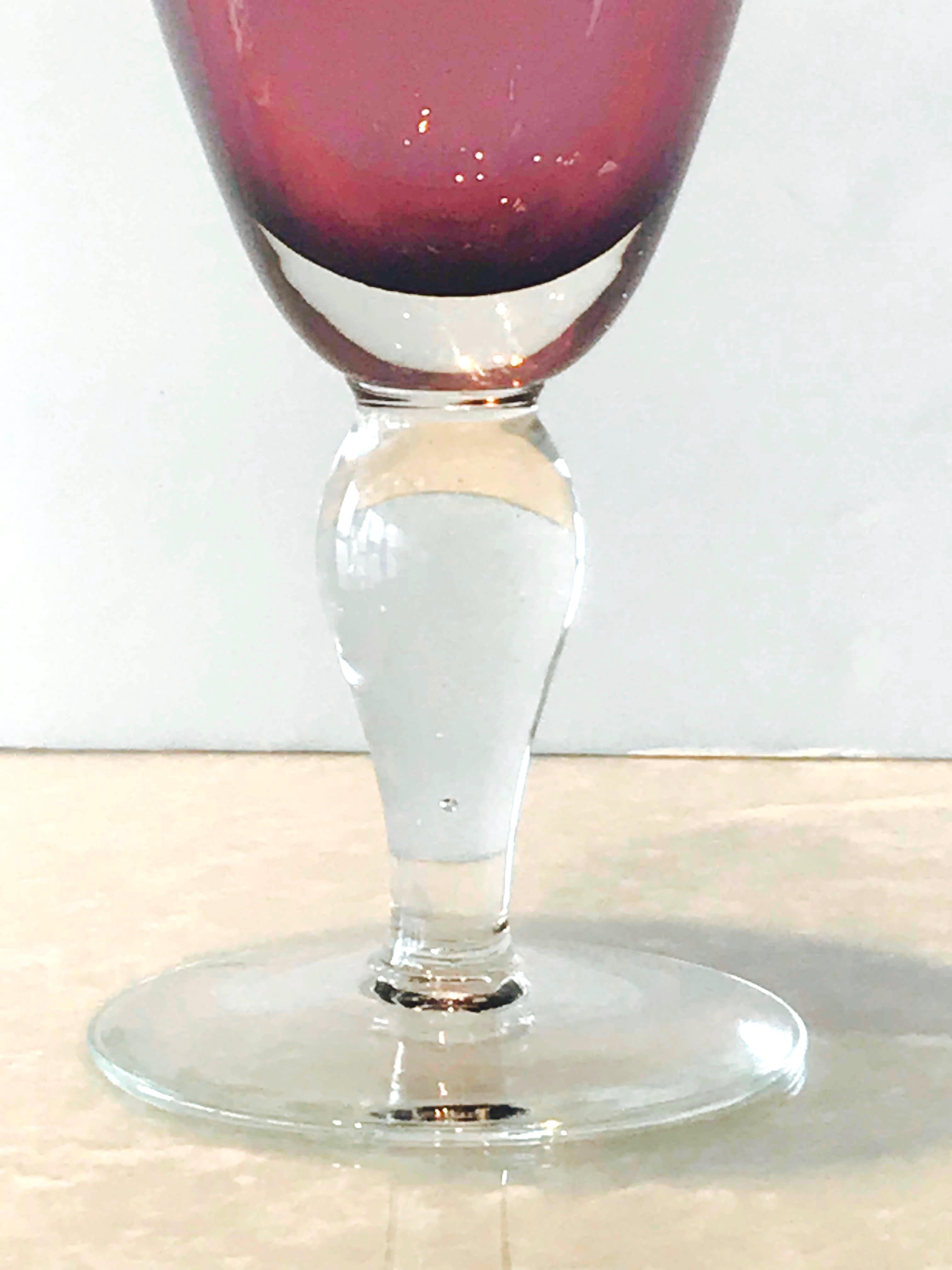 Set of Four Handblown Amethyst Murano Stemware Glasses 3