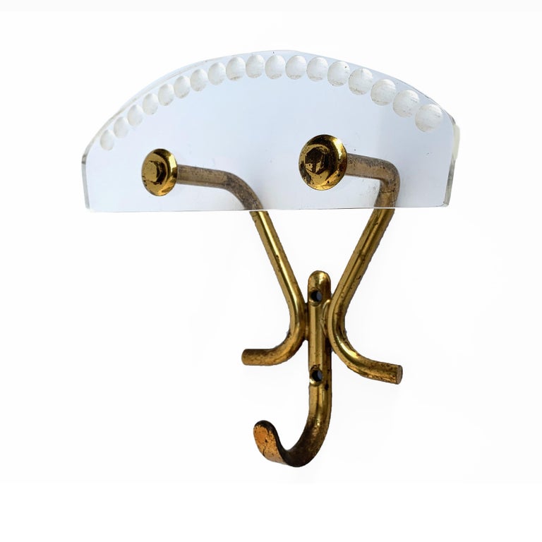 Set of Four Hangers Made of Lucite and Brass, Italy, 1950s, Coat