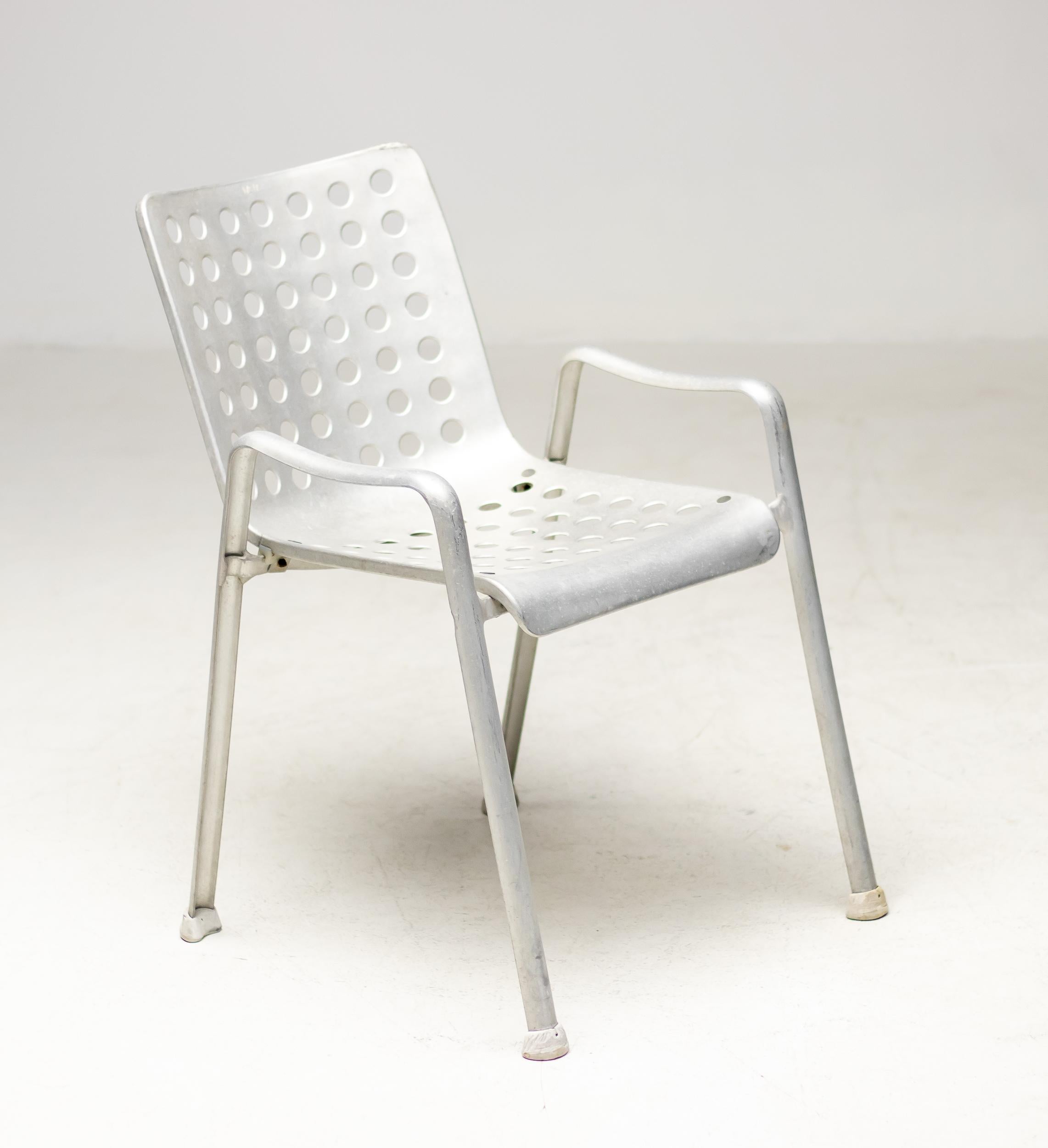 Aluminum Set of Four Hans Coray Landi Chairs, MEWA For Sale
