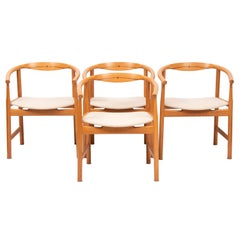 Vintage Set of Four Hans J. Wegner for Johannes Hansen JH 203 Oak and Wenge Armchairs