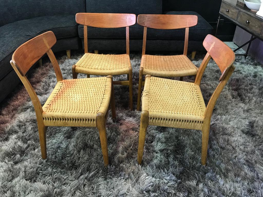 Hans Wegner Set of Four Mid-Century Modern Classic CH23 Dining Chairs For Sale 11
