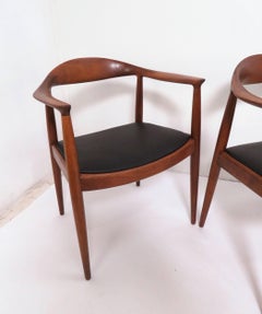 Set of Four Hans Wegner Danish Teak Round "The Chairs" for Johannes Hansen