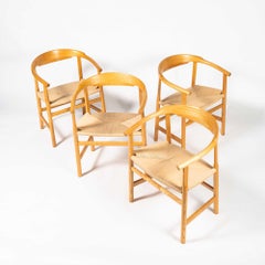 Set of Four Hans Wegner for PP Møbler PP 209 Chairs in Oiled Oak and Papercord