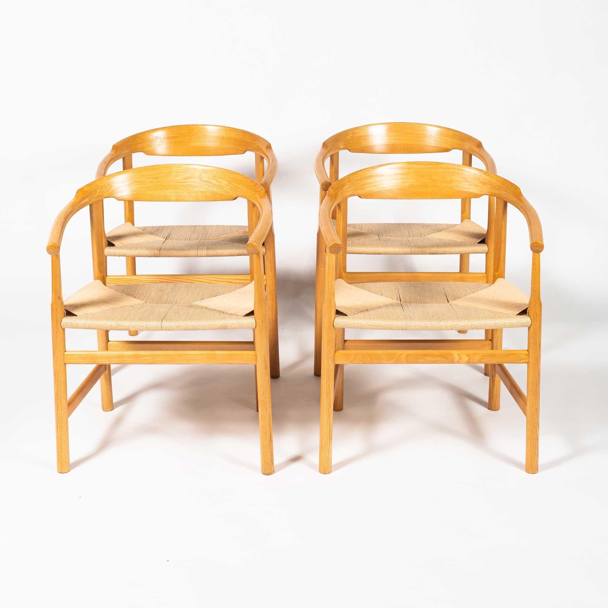 Danish Set of Four Hans Wegner for PP Møbler PP 209 Chairs in Oiled Oak and Papercord For Sale