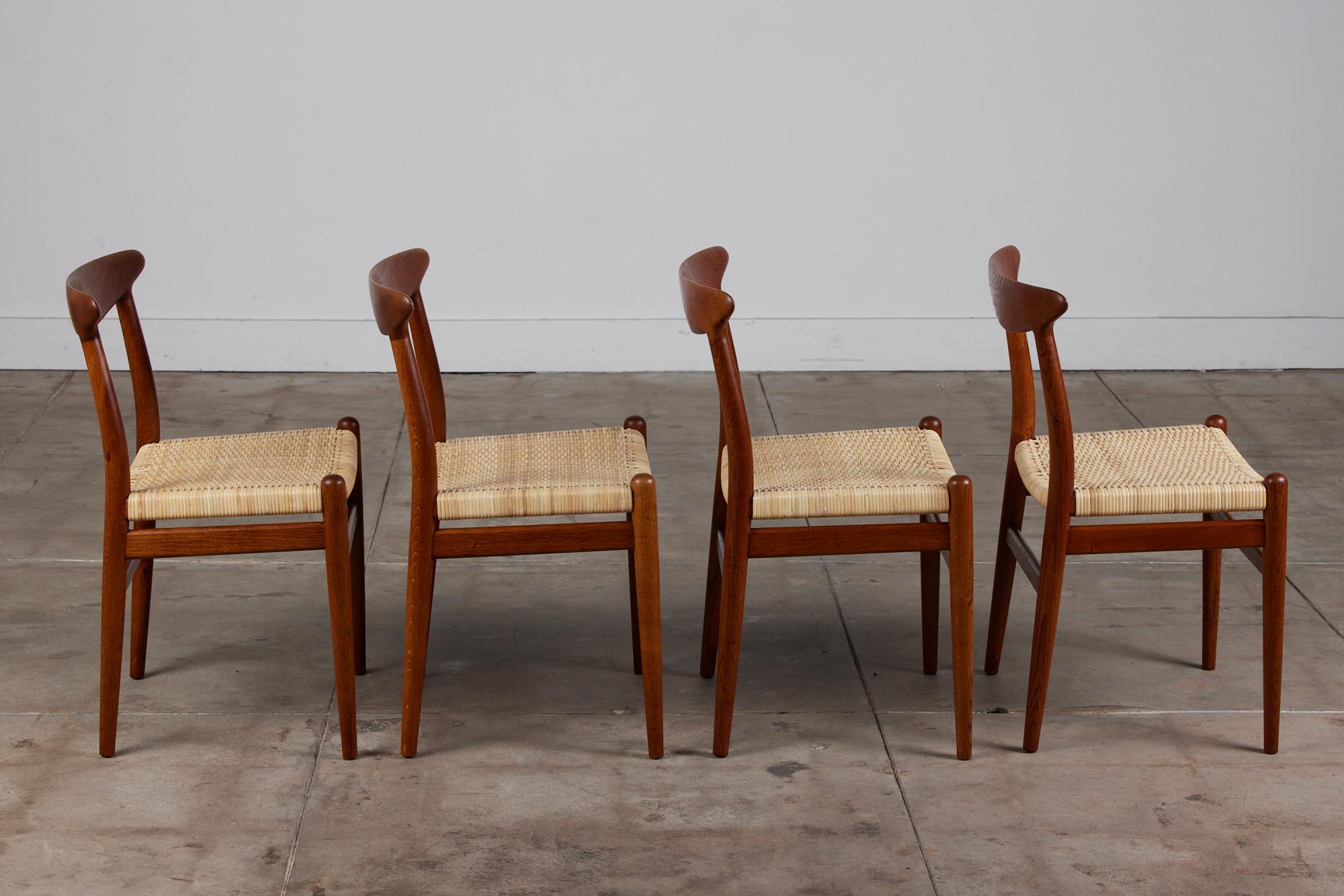 Oiled Set of Four Hans Wegner W2 Dining Chairs for C.M. Madsen