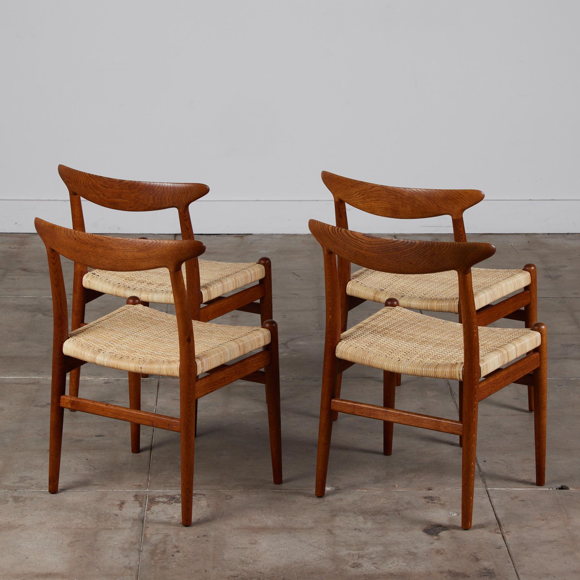 Cane Set of Four Hans Wegner W2 Dining Chairs for C.M. Madsen